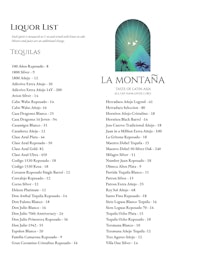 la montana tequila list