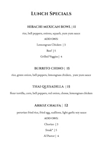 lunch specials menu template